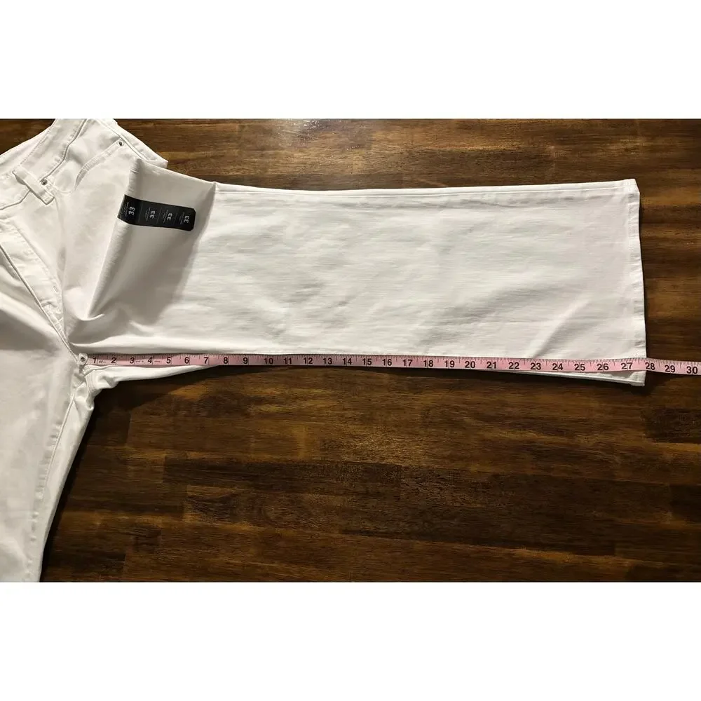 J Crew Women's 33 x 28 Jeans Curvy Ankle Flare High Rise Stretch White Denim